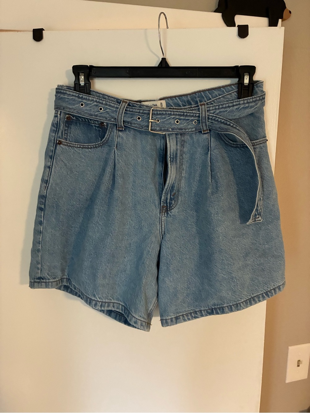 Abercrombie & Fitch Light Blue Denim Belted Shorts